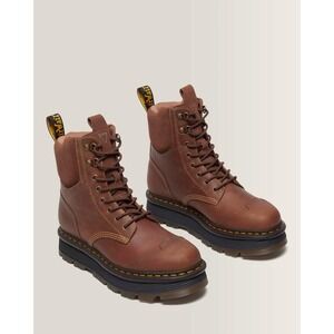 Dr. Martens Zebzag 8 Tie Brown Platform Waxy Leather Suede Boots Mens 8 Workwear
